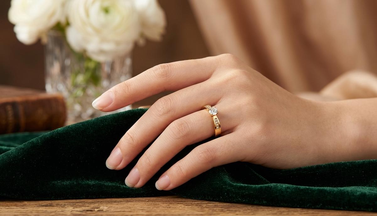 Diamond studded finger ring design 3 from Saj Kotha